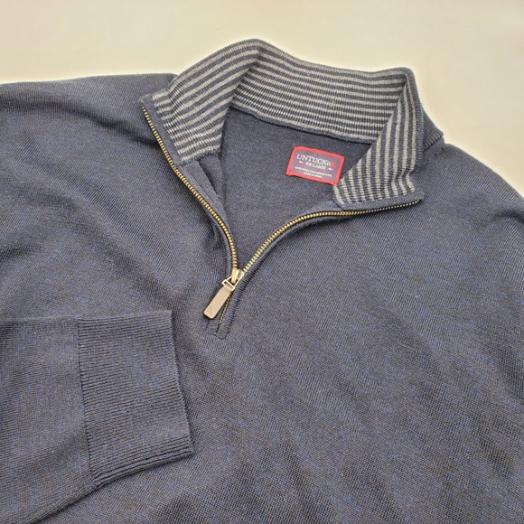 UNTUCKit Other - UNTUCKit Mens XX-Large Navy Blue 100% Extra Fine Merino Wool Quarter Zip Sweater